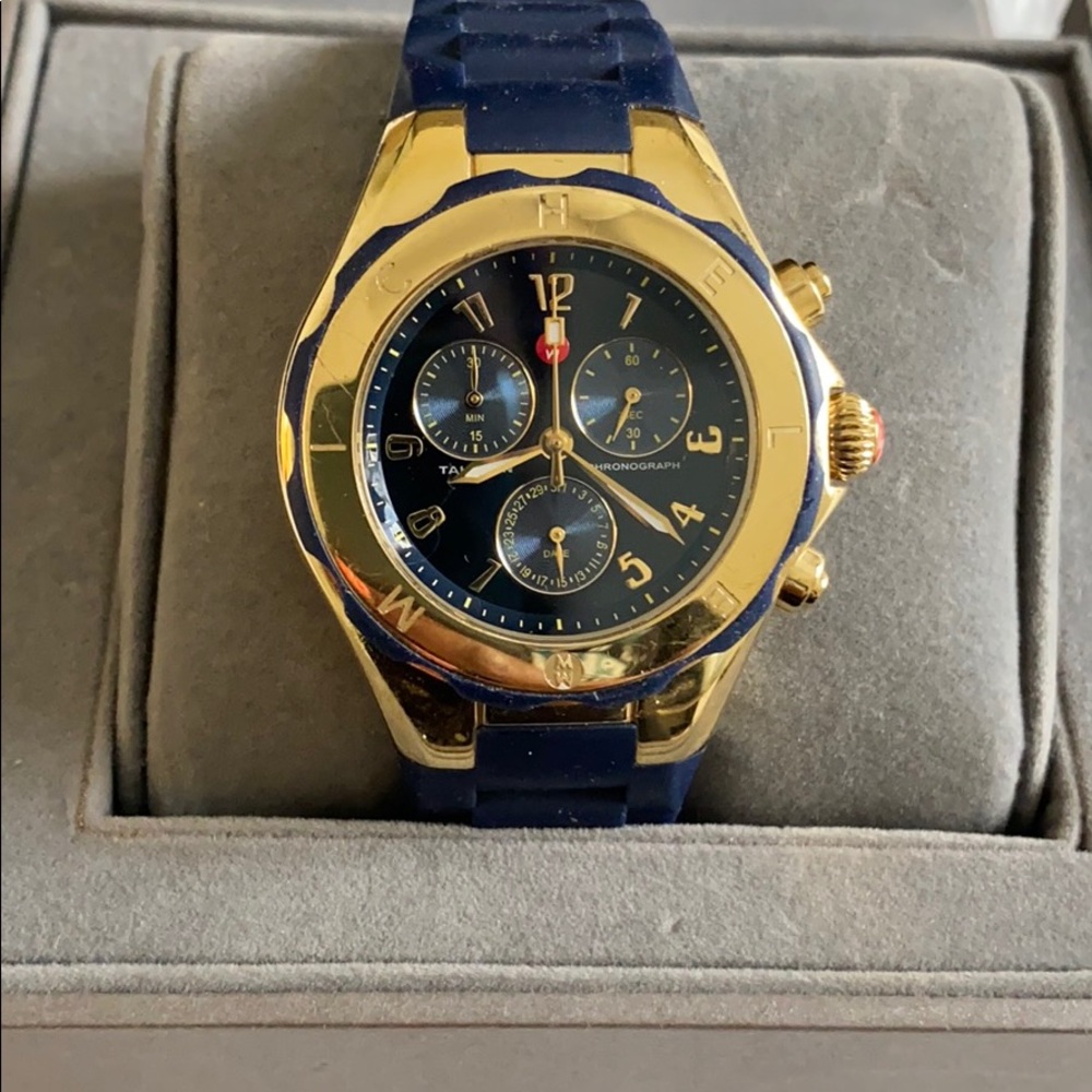 Michele jelly gold and navy watch